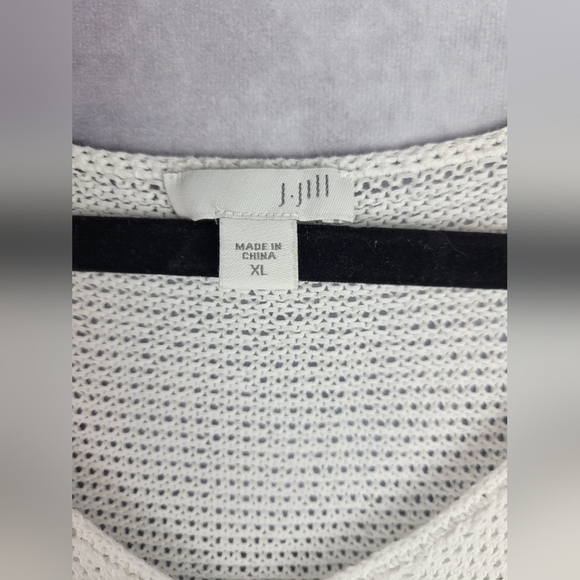 J. Jill white V-neck Open Knit Pullover lightweight transpare Sweater Size L - Picture 2 of 6